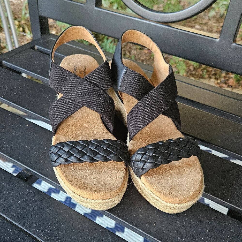 Sonoma Goods For Life® Coraa women's espadrille wedge black sandals SZ 9